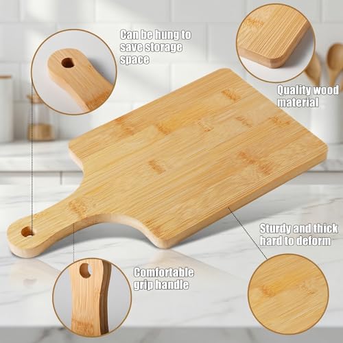 Set 6 tablas de cortar de bambú con mango 31x15x1 cm miniatura 4