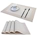 Produktbild LUOLUO Balcony&Falcon Platzset Abwaschbar 4er Set Tischset Tisch Platzdeckchen Abwaschbar Abgrifffeste Hitzebeständig for für Küche Speisetisch Gewebte Platz-Matten (White, 45 x 30 cm)