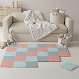 LittleTom Spielmatte Baby Puzzlematte Pastellfarben - 27 Matten je 30x30 cm Krabbelmatte 270x90 cm Bodenmatte Kinder - Puzzle Teppich Kinderzimmer - Bodenschutzmatte Spielteppich Eva Schaumstoffmatte