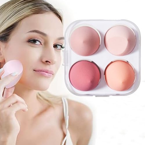 4 Pack Makeup Sponge Foundation Sponges Set with 1 Sponge Holder Case for Foundation,Liquid,Powder(Mix1)