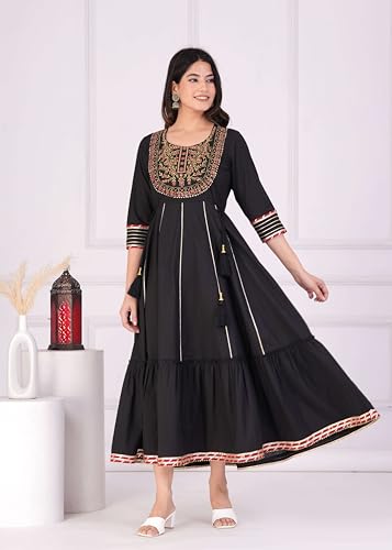 Image of JG JAI GOVINDAM Cotton Anarkali Indian Kurti for Women Pakistani Wedding /Party Wear Designer Style Anarkali Suit for Women