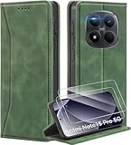 Deisyzy Lederhülle für Xiaomi Redmi Note 15 Pro 5G (Nicht für 4G) Hülle mit 2 Schutzfolie Premium Leder Handyhülle Kartenfach Klapphülle Standfunktion Flip Wallet Hülle (6.83 Zoll)- Schwarz - Grün