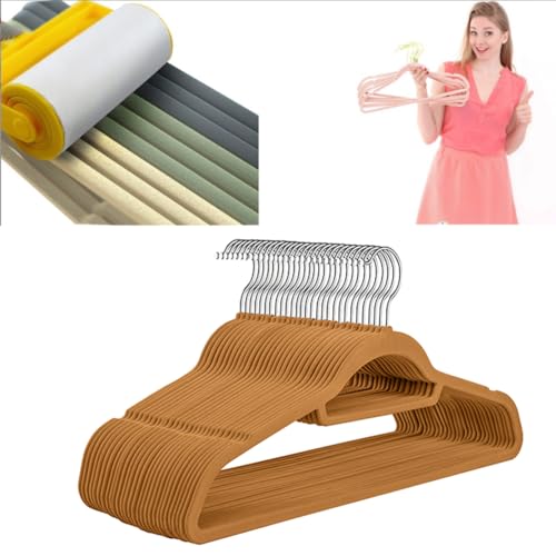 Rutschfeste Samt-Kleiderbügel, platzsparend, maximale Griffigkeit, Filz-Kleiderbügel, ideal für den Schrank und stilvolle Aufbewahrungslösung für Kleidung