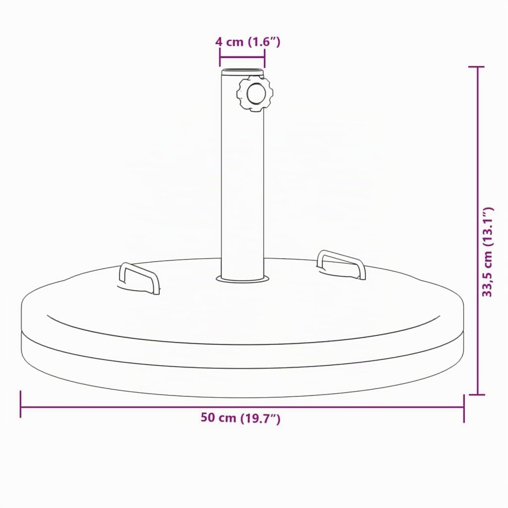 vidaXL Base de Parasol avec poignées pour mâts Ø38 / 48 mm 25 kg Rond, Base de Parasol, Pied de Parasol de terrasse, Porte-Parasol, Support de Parasol