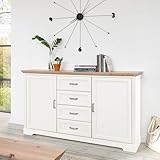 QUALITÄT - elegantes und zeitloses Landhaus Design; vielseitig kombinierbar durch eine Vielzahl an Einzelmöbeln ; Schubkästen mit Softclose-Funktion; widerstandsfähige und unempfindliche Melaminharzbeschichtung; aufwändige Verarbeitung mit Liebe zum Detail