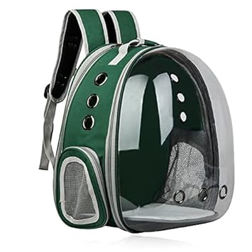 Pawing Transparent and Breathable Pet Backpack, Bag for Cats and Small Dogs Puppies Carrier Suitable for Traveling and Hiking (Green)