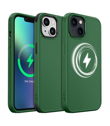 #Commissioniguadagnate<br>Cover per iPhone 13/14 Compatibile con MagSafe Custodia Opaca Antiurto 2 Stili di Colore Intercambiabili Protezione Slim Fit Anti-Graffio Cover iPhone 13/14 - Verde Fluo