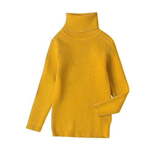 Baby Long Sleeve Shirt Onesies Clothes,Toddler Kids Knit Turtleneck Sweater Soft Solid Warm Sweater Crochet Pullover Yellow