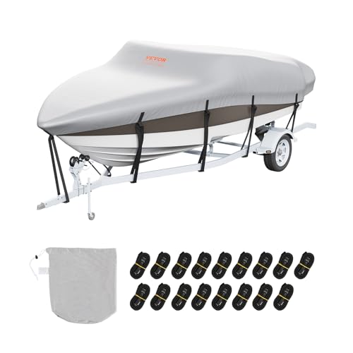 VEVOR Bootspersenning Abdeckplane Bootsplane, 701–731 cm Persenning Schlauchboot 600D Oxford-Gewebe Bootspersenning Abdeckung mit Aufbewahrungstasche 435 x 300 mm, Angelboot Bootsabdeckplane Grau