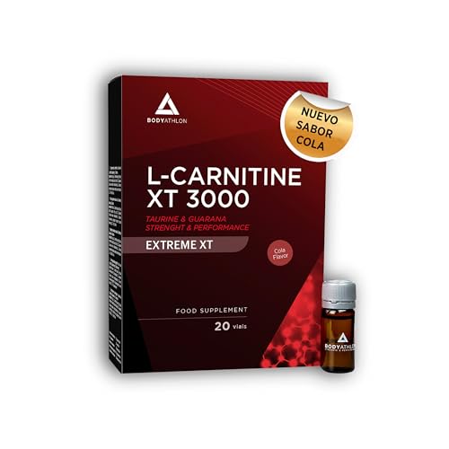 Bodyathlon   L Carnitina 3000 Líquida Extreme XT  Sabor Cola  Con Taurina y Guaraná  Suplemento Deportivo– Alta concentración  20 Viales (Viales, Cola)