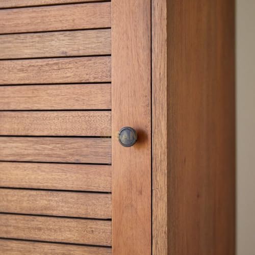 Image of MISAN Athens Solid Wood Column Storage - Rustic Teak Finish | Elegant & Space-Saving Vertical Storage Cabinet for Home & Office