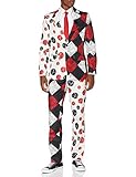 killer clown anzug 3 TEILE: Das Halloween-Outfit für Erwachsene enthält eine gefütterte Jacke (Blazer) und eine Krawatte. Die Hose sind mit einem elastischen Bund für eine perfekte Passform.