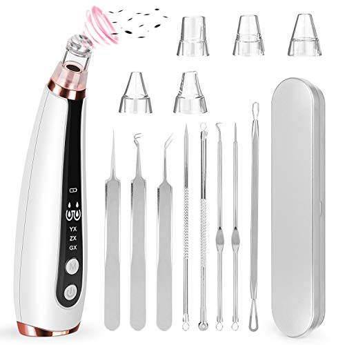 Blackhead Remover Pore Vacuum - Facial Pore Cleanser Electric Acne Comedone Extractor Kit With 6 Replaceable Suction Heads and 8 Blackhead Remover Tools Beauty Device for Women and Men