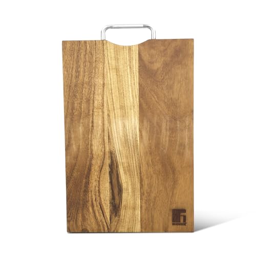 Image of Bergner Wooden Chopping Board for Kitchen (15'' x 10''), Acacia Wood, Incredibly Durability, Smooth Cutting Board, Odour and BPA Free, Naturally Organic, Smooth Surface, Easy to Clean