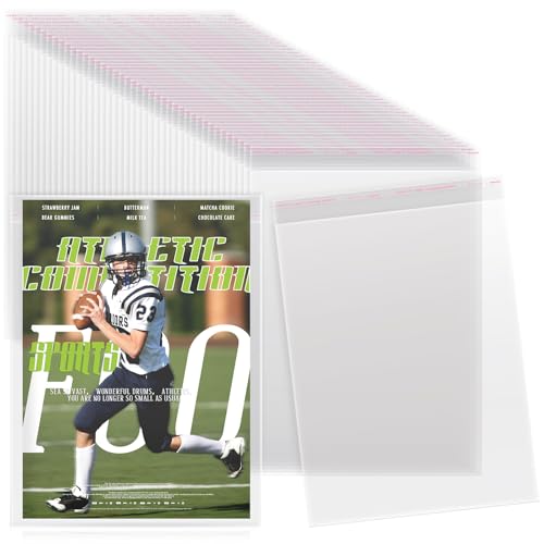 Feifeiya 80 Pcs Magazine Protectors for Collectors Clear Plastic Magazine Sleeves 9.25 X 11.42 Inch Comic Book Size Cellophane Bags Resealable Protective Storage Display for Guides Documents Photos
