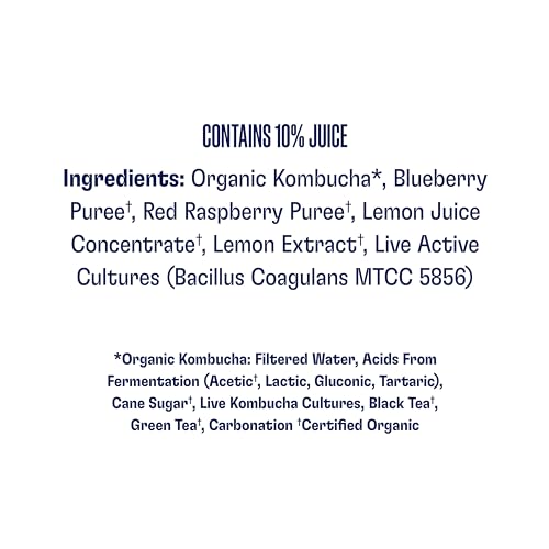 Health-Ade Kombucha Tea Organic Drink, Fermented Tea with Living Probiotics, Detoxifying Acids, Supports Gut Health, Non-GMO, Vegan, Gluten Free, 12 Pack (16 Fl Oz Bottles), Berry Lemonade