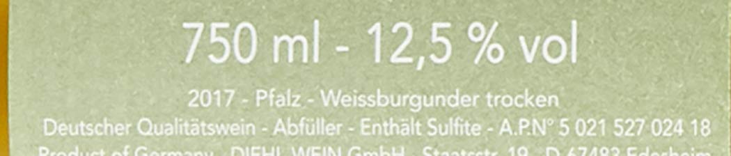 Weingut Diehl Weißburgunder – Trockener Weißwein aus der Wein-Region Pfalz (6 x 0,75l)