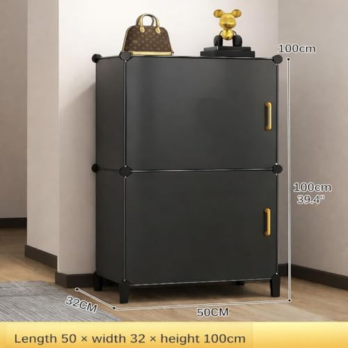 Image of Mevigo 6-Shelf Portable Shoe Rack for Home Plastic Shelves Household, DIY Shoe Rack Box with Door, Foldable Shoe Storage Stand with Dustproof Entryway for Heels /Slippers /Boots-Faint Grey