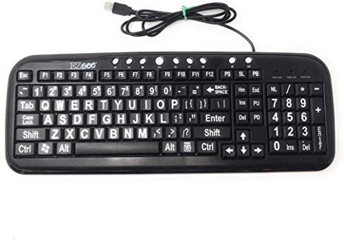 Datacal New Improved EZsee by DC Large Print Keyboard, Black KeyBoard Background