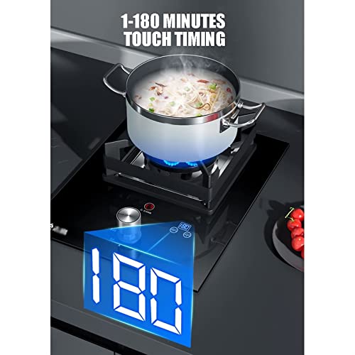 Gas Stove Cooktop, 5.2KW Tempered Glass Cooktop Burner, Desktop and Recessed Installation Suitable for Kitchen,Timing Camping Gas Stove (Color : Black, Size : LPG)