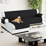 H.Versailtex 100% Waterproof Couch Covers for Sectional Sofa 2-Piece Non Slip Corner Sofa Cover Sectional Couch Cover L Shaped for Dogs (Left Chaise Lounge Cover + 3 Seat Sofa Cover, Black)