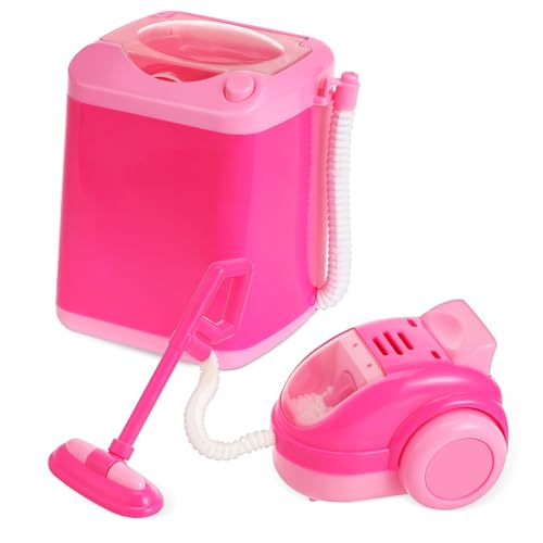VICASKY Mini Ensemble Jouet Aspirateur et Machine à Laver pour Garçon et Filles Tout-Petits, Plastique Sûr, Modèle Miniature 128g 166g, Jeu D’Imitation Électroménager pour Maison
