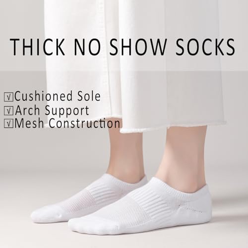 Thick No Show Socks for Women Athletic Low Cut No Show Socks Cushioned Running Socks Non Slip Invisible Liner 4/8 Pack2