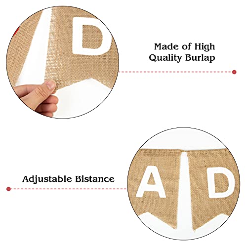 Happy Fathers Day Banner We Love Dad Burlap Banner, Rustic Happy Fathers Day Decorations Party Supplies Favors Gifts From Son Daughter #TOP2