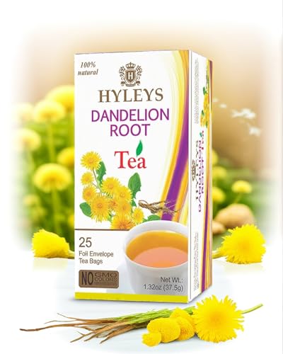 Hyleys Dandelion Root & Green Tea with Milk Thistle and Licorice Root - Herbal Detox Blend - 25 Tea Bags