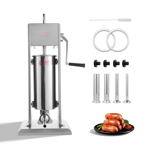 Hakka 11 Lb/5 L Sausage Stuffer 2 Speed Stainless Steel Vertical Sausage Maker