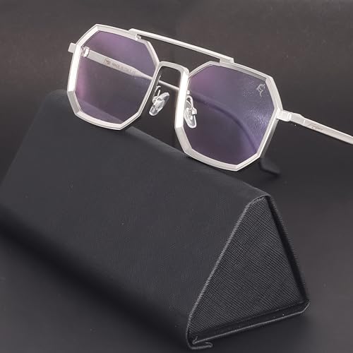 Image of Hexagon Round Sunglasses Metal Frame Stylish Goggles For Men's and Women's