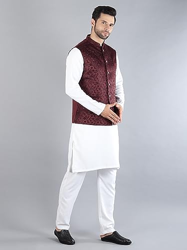 Image of Uri and MacKenzie Men's Silk Blend Kurta Pajama with Designer Ethnic Nehru Jacket /Modi Jacket