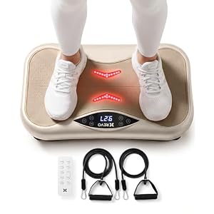 REVO Wave Board with Red Light Therapy | Vibration Plate for Lymphatic Drainage with Bluetooth Speakers, Resistance Bands, Remote | Exercise Machine for Full Body Workout Platform | 330 Lbs Capacity