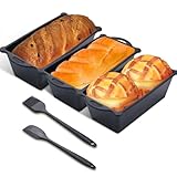 LUOJINYI Silikon Backform, 3 Stück Silikonform Kuchen mit 2 Stück Silikon Spatel Set, Antihaftende Klein Brotbackform 19.5 x 10 x 6cm, Airfryer Silikonformen Brotformen Zum Backen Zubehör Set