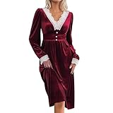 Weihnachtskleid Damen Lang, Weihnachten Kleid Damen Rot Mit Plüsch...
