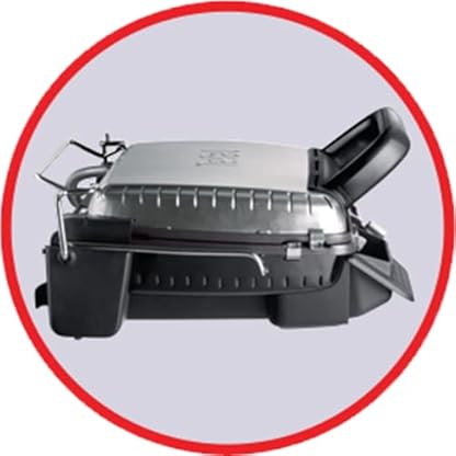 Tefal 3in1 Elektrischer Kontaktgrill mit Überback-Funktion und Tischgrill/BBQ Aufklappbar doppelter Grillfläche + Optigrill Hamburgerpresse, Antihaft Grill Platten 2000 Watt, Silber – Bild 7