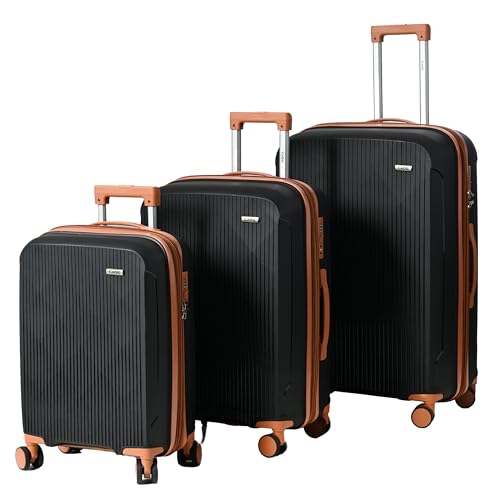 Image of CAGE 8 Wheels Trolley Bag Hard Case Polypropylene 360 Degree Wheeling System Luggage, Trolley Bags for Travel, Suitcase for Travel (Clay Carbon, Set of 3 (55 Cm /66 Cm /77 Cm))