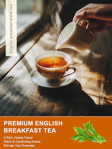 Image of TeeLux English Breakfast Black Tea, Smooth & Full-bodied Taste, Floral & Fruity Aroma, Caffeinated, Hot & Iced Tea, 100 Count