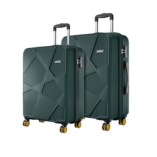 Image of Safari Cabin Pentagon Pro 8 Wheels Set of 2(+ Medium)Trolley Bags,Hard Case Polypropylene, 360º Wheeling Luggage for Men & Women, Suitcase for Travel, Trolley Bags for Travel, Dusk Green|Spinner Wheel