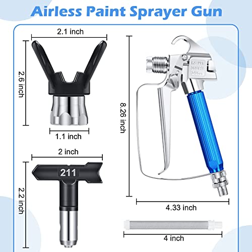 Zhengmy 12 Pieces Airless Paint Sprayer Gun With Nozzle Guard 5 Spray Tips And 5 Airless Paint Spray Gun Filter For Airless Spraying Machine Paint Accessories (211,313,415,517,623) #TOP6