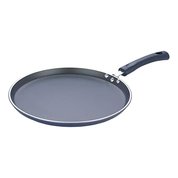 Vinod Aluminium Zest Non Stick Dosa Tawa - 30 cm, 5mm / Triple Layer, Scratch Proof, Toxin Free, Riveted Bakelite Handle / Flat Roti Tawa / Gas Base - Blue (2 Year Warranty)