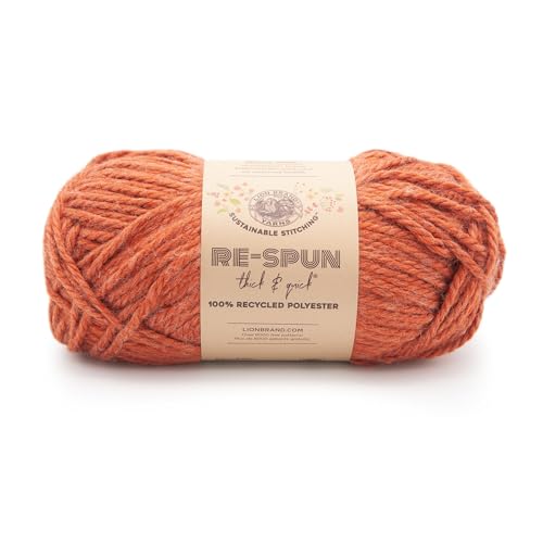 Image of Lion Brand Yarn, Re-Spun Thick & Quick Super Bulky Yarn for Knitting, Crochet, and Crafts, Cinnamon Stick, 1 Pack, Soft Fiber for Chunky Blankets, Bulky Throws, and Cozy Sweaters