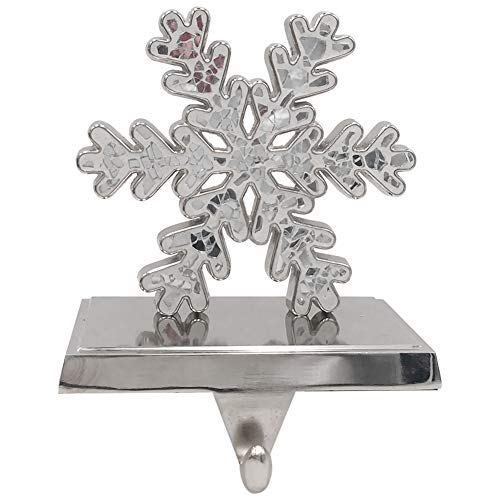 Snowflake Christmas Stocking Holder 3D Metal Snowflake Christmas Mantel Stocking Hanger for Christmas Decorations New Year Holiday Party Supplies