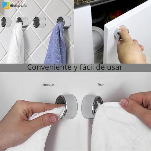 Miniatura 4 de Soporte Adhesivo Para Toallas De Mano De Cocina, Paquete De 2 Ganchos Para Toallas De Cocina, Gancho Para Toallas De Empuje, Soporte De Trapo Para Paños De Cocina Para El Hogar, Baños, Cocinas