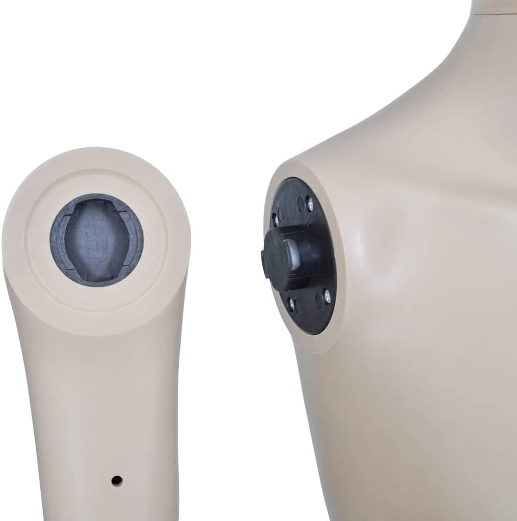 vidaXL Mannequin, Realistic Full Body Male Mannequin with Glass Base, Man Dress Display Body Round Head, Dress Form Mannequin, Aluminum Stand