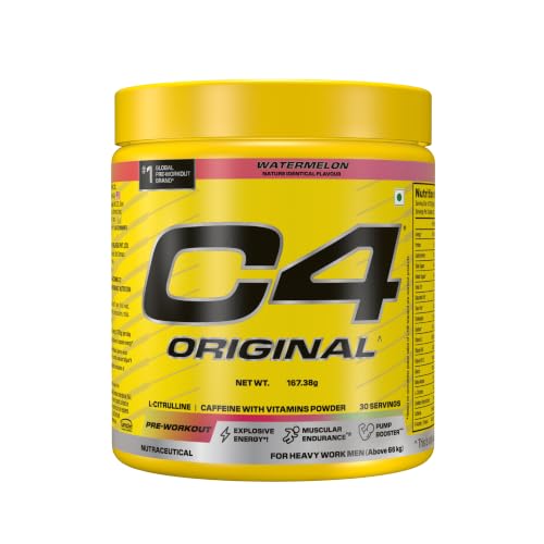 Image of C4 Original Pre Workout Powder (Watermelon), 200mg Caffeine Anhydrous with CarnoSyn Beta-Alanine, L Citrulline, & Creatine HCL, Preworkout Powder for Men & Women, 30 Servings,167gm