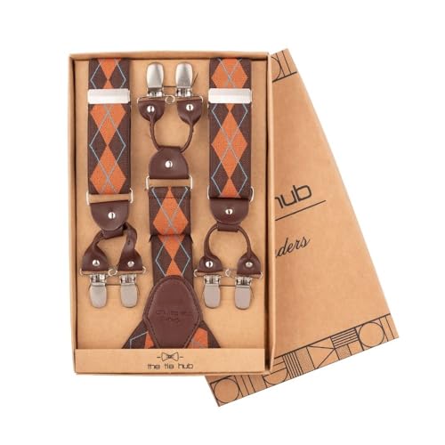 Image of The Tie Hub Suspenders for Men | Slim Clip-On Y-Back Elastic Braces | Adjustable 1.25 Inch | Formal Wedding Office