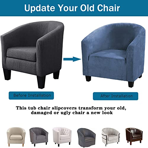 Funda de terciopelo para sillón club azul elástica y lavable OBASDFD 4