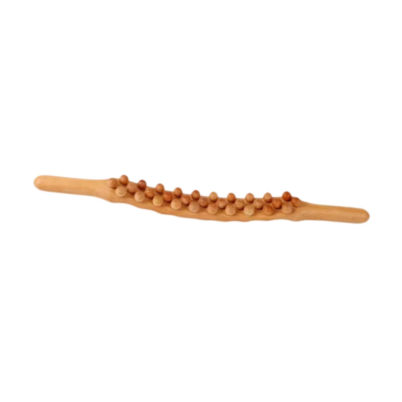 Asta massaggiante in legno, strumento Guasha per massaggio drenante con perline, ideale per palestra e uso domestico, Perline Color Legno 31