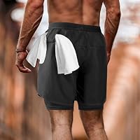 NIMOJIRO Men's 2 in 1 Running Shorts Workout Athletic Shorts Outdoor Sports with Liner Lightweight Training Yoga Gym Shorts with Phone Pockets Black XXL — image 2